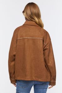 BROWN Faux Suede Studded Shacket, image 3
