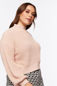 DUSTY PINK Plus Size Ribbed Mock Neck Sweater, image 2
