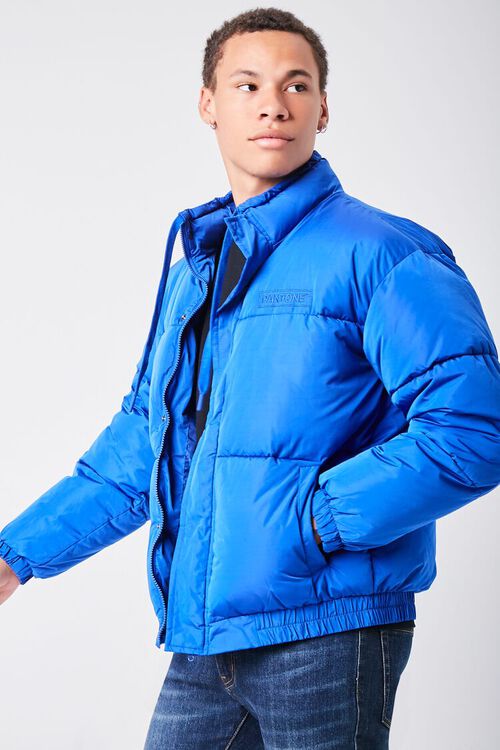 ROYAL BLUE  Embroidered Pantone Zip-Up Puffer Jacket, image 2