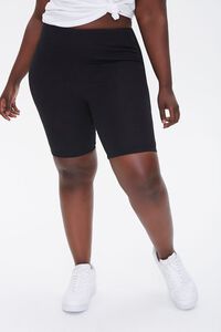 BLACK Plus Size Embossed Biker Shorts, image 2