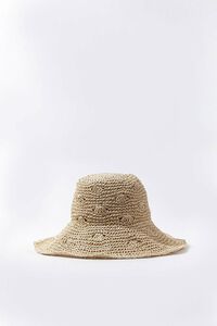 Curved-Brim Straw Bucket Hat, image 2