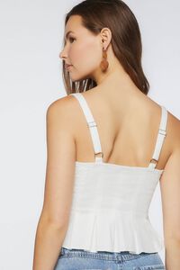 WHITE Pleated Cropped Peplum Top, image 3