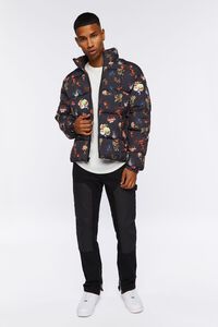 BLACK/MULTI Floral Print Puffer Jacket, image 5