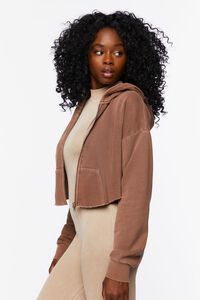 BROWN French Terry Zip-Up Hoodie, image 2