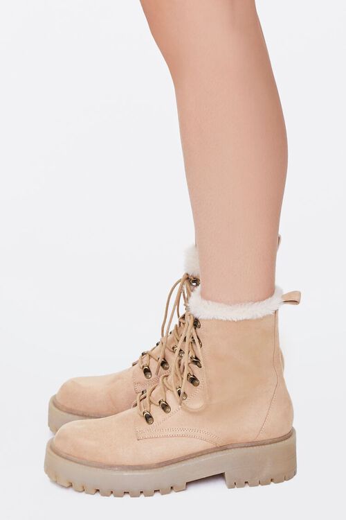 TAN Faux Suede Lace-Up Booties, image 2