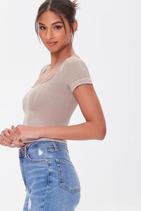 TAUPE Square-Neck Cropped Tee, image 2