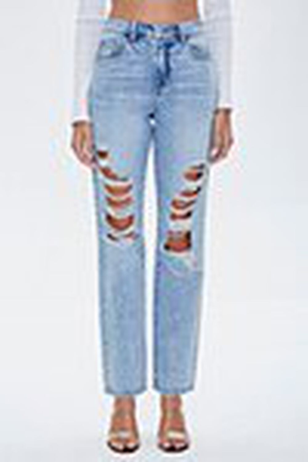 Distressed Rhinestone-Trim Jeans, image 2