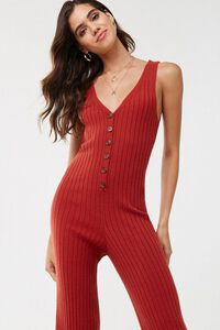 Button-Front Ribbed Jumpsuit, image 4