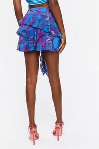 BLUE/MULTI Oil Slick Print Mesh Mini Skirt, image 4