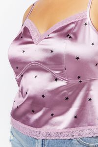 LAVENDER/MULTI Plus Size Star Print Lace-Trim Cami, image 5