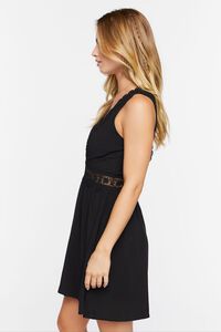 BLACK Plunging Lace-Trim Mini Dress, image 2