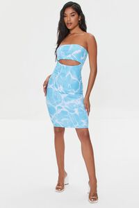 BLUE/MULTI Water Print Cutout Tube Dress, image 4