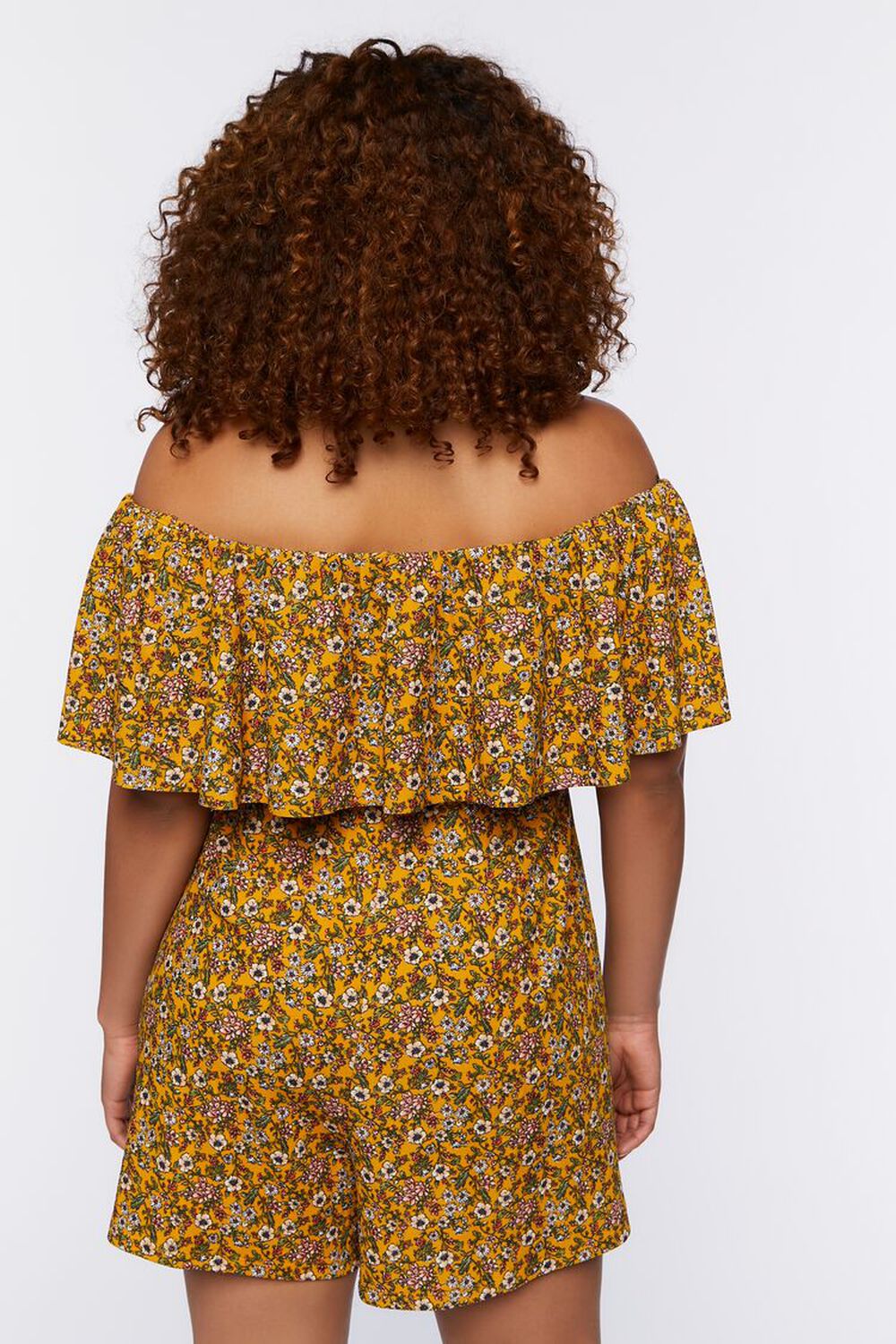 YELLOW/MULTI Plus Size Floral Off-the-Shoulder Romper, image 3