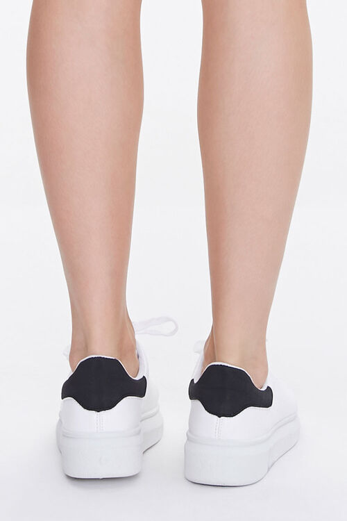WHITE/BLACK Lace-Up Platform Sneakers, image 3
