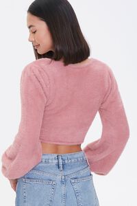 ROSE Ruched Fuzzy Knit Crop Top, image 3