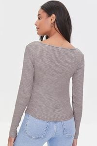 TAUPE Long-Sleeve Ribbed Knit Top, image 3
