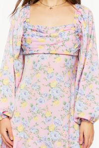 PINK/MULTI Rose Print Flounce Mini Dress, image 5