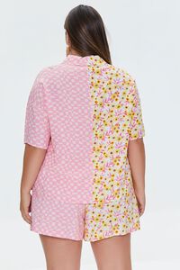 YELLOW/PINK Plus Size Reworked Floral Shirt, image 3