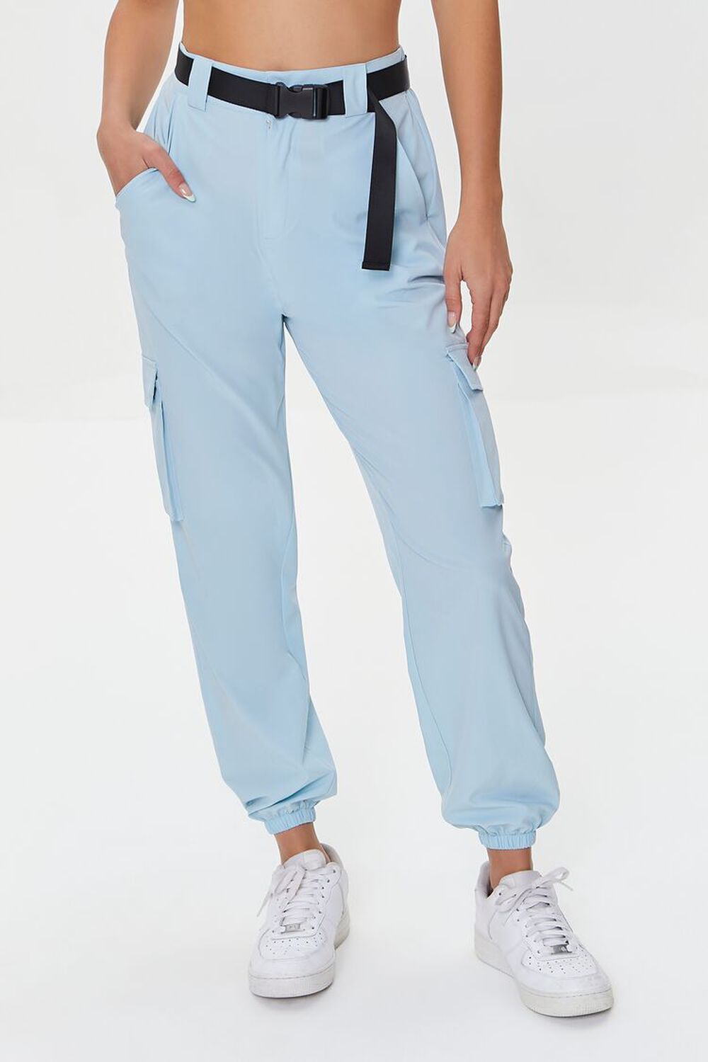 LIGHT BLUE Active Release-Buckle Belted Joggers, image 2