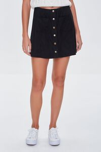BLACK Faux Suede Mini Skirt, image 2
