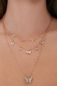 Butterfly & Love Charm Layered Necklace, image 1