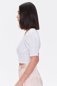 WHITE Plunging Puff-Sleeve Crop Top, image 2