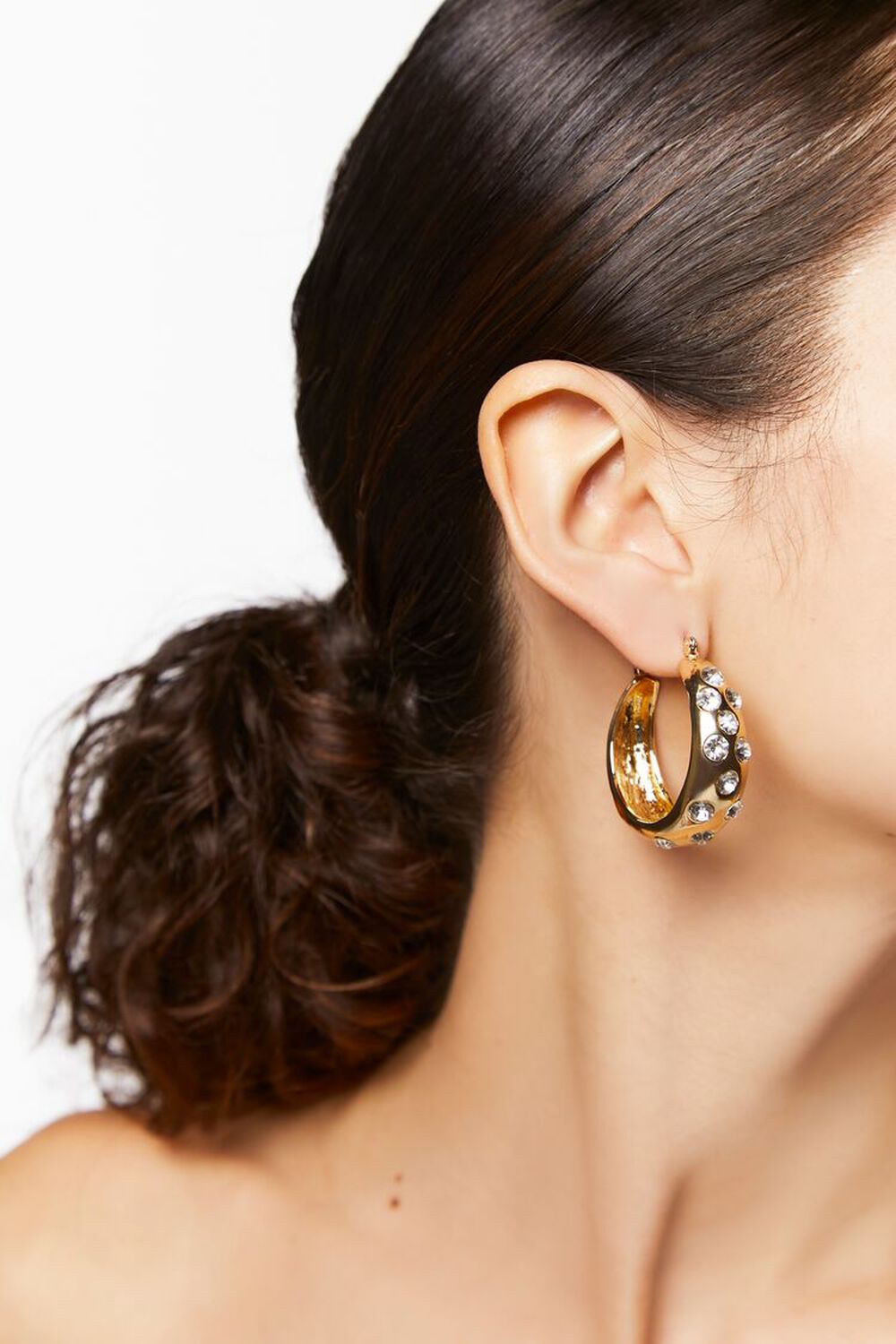 Rhinestone-Studded Hoop Earrings, image 1