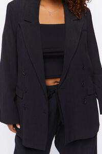 BLACK Plus Size Textured Double-Breasted Blazer, image 5