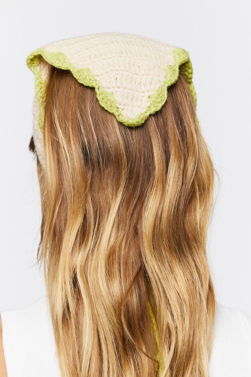 OATMEAL/GREEN Crochet Bandana Headwrap, image 3
