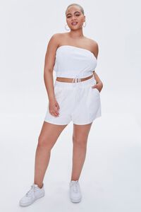 WHITE Plus Size Cotton-Blend Shorts, image 5