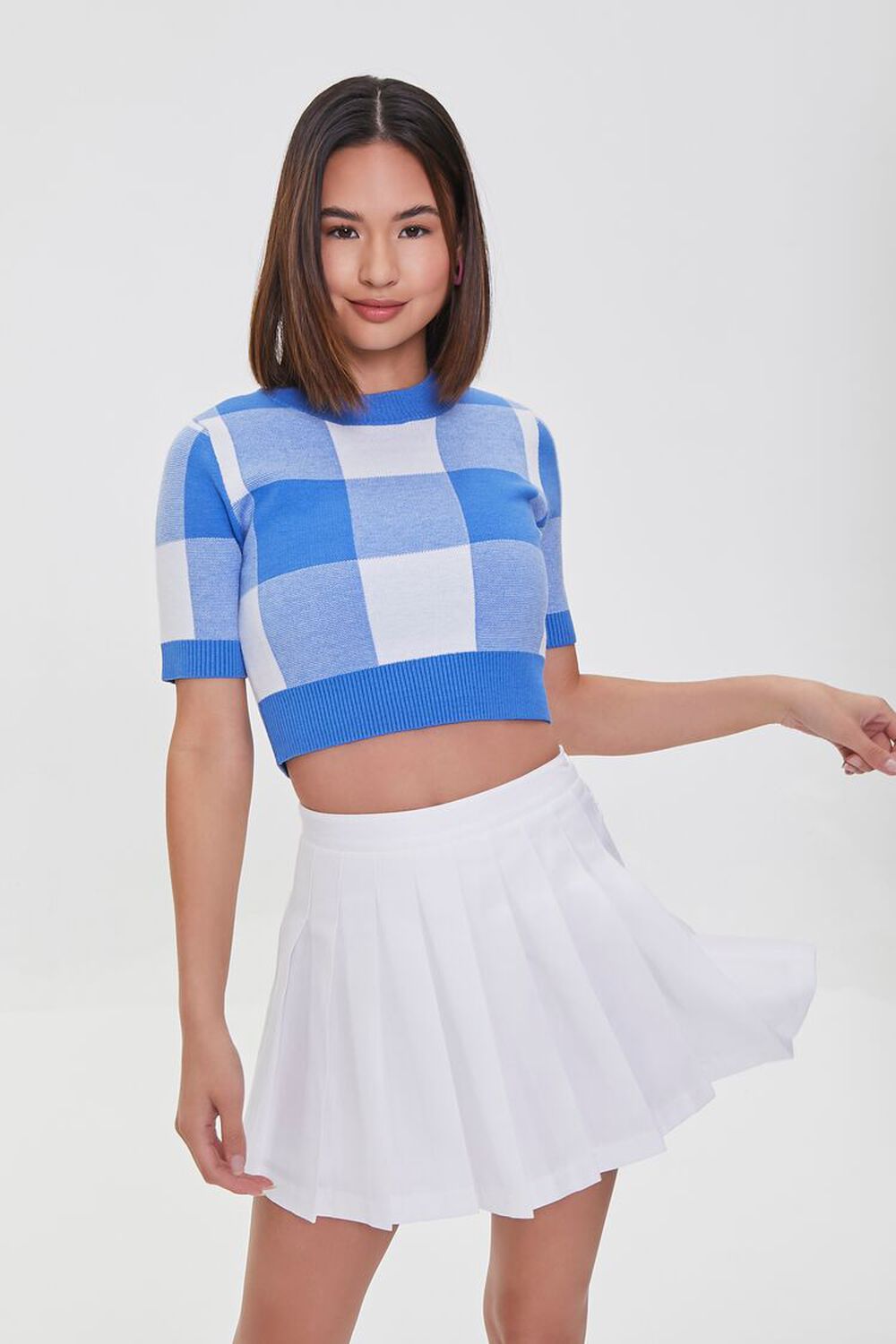WHITE Pleated Mini Skirt, image 1