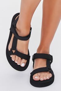 BLACK Strappy Flatform Sandals, image 4