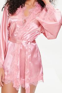 PINK Satin Lace-Trim Robe, image 5