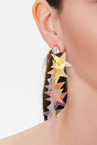GOLD/MULTI Iridescent Star Pendant Drop Earrings, image 1