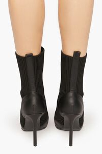 BLACK Faux Leather-Trim Sock Booties, image 3