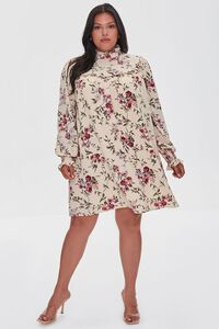 CREAM/MULTI Plus Size Recycled Floral Shift Dress, image 4