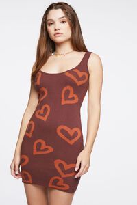 BROWN/MULTI Heart Print Tank Dress, image 1