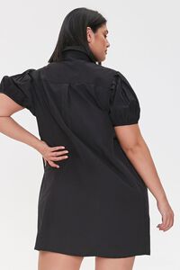 BLACK Plus Size Puff Sleeve Shirt Dress, image 4