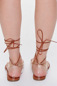 TAN Curb-Chain Lace-Up Thong Sandals, image 3