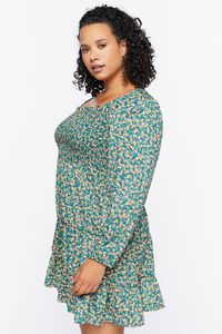 GREEN/MULTI Plus Size Floral Print Mini Dress, image 2