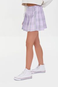 LAVENDER/MULTI Pleated Plaid Mini Skirt, image 3