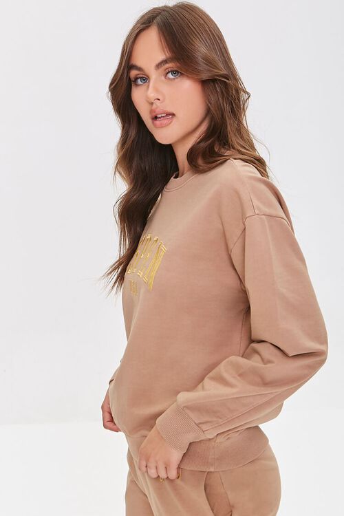 BROWN/YELLOW Embroidered Aspen Graphic Pullover, image 2