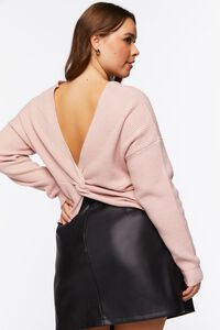 DUSTY PINK Plus Size Twisted-Back Sweater, image 3
