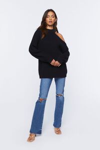 BLACK Asymmetrical Open-Shoulder Sweater, image 4