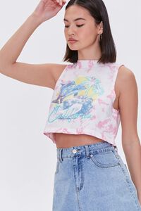 PINK/MULTI California Dolphin Graphic Crop Top, image 1