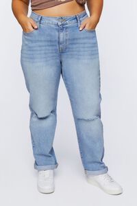 MEDIUM DENIM Plus Size Baggy Distressed Jeans, image 6