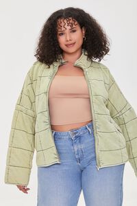 LIGHT OLIVE Plus Size Quilted Jacket, image 2