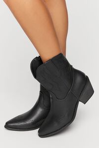 BLACK Faux Leather Cowboy Ankle Boots, image 1