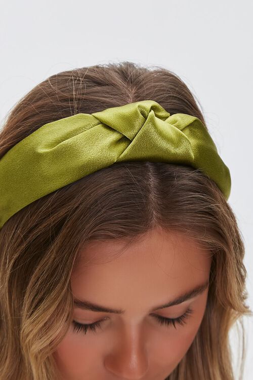 GREEN Knotted Satin Headband, image 2