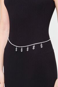 SILVER/CLEAR Rhinestone Dollar Sign Body Chain, image 2